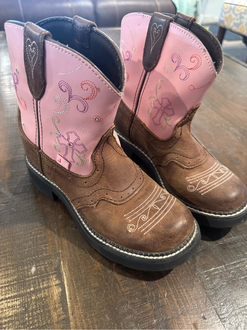 3Y JUSTIN GIRLS' GYPSY LIGHT UP CROSS EMBROIDERED WESTERN BOOTS